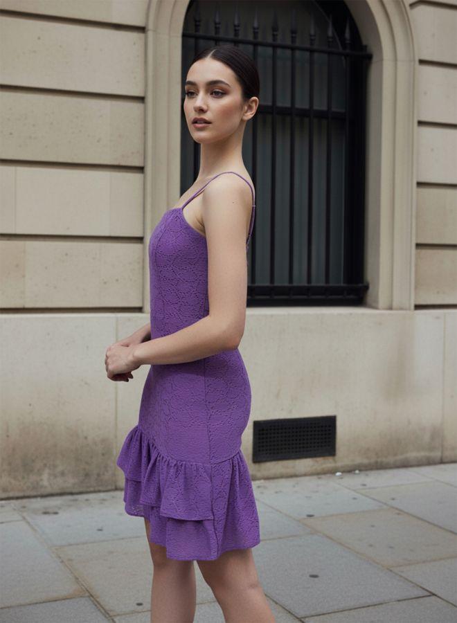 Freehand Women Fit and Flared Textured Spaghetti Strap Neck Sleeveless Mini Dress - Image 2